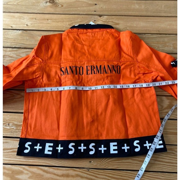 NWT Santo Ermanno Logo Trim Button Up Jacket Size Large Women’s Orange - Picture 6 of 7